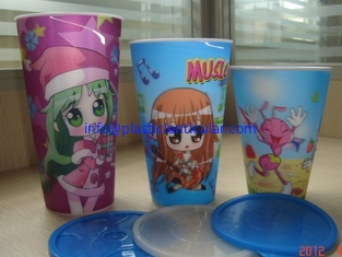China PLASTIC LENTICULAR Food Grade Customized 3D lenticular Straw Cups plastic flip changing cup with Lid supplier