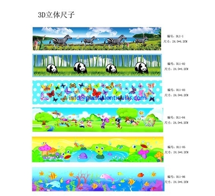 PLASTIC LENTICULAR flip lenticular printing 3D cartoon color plastic ruler for kids/back to school stationery rulers supplier